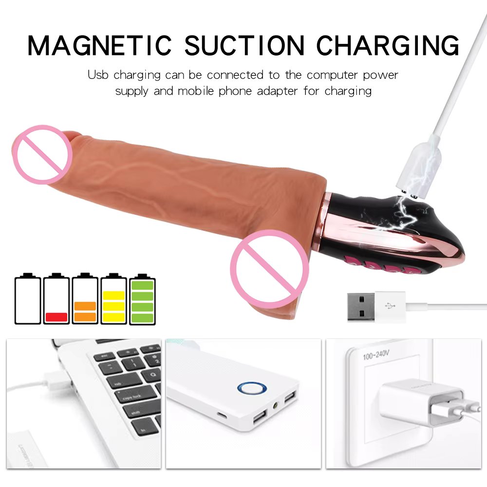 Dildo cầm tay rung thụt sưởi ấm mềm dẻo cỡ lớn