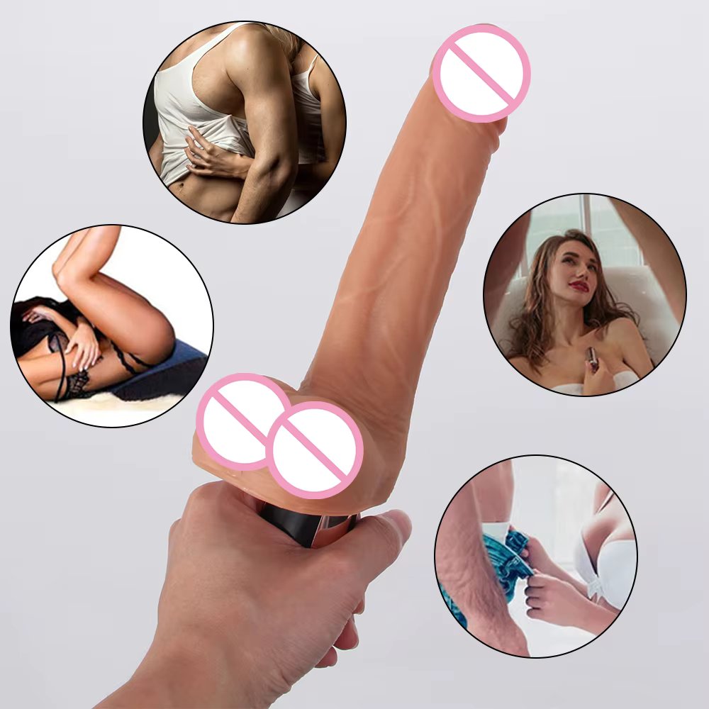 Dildo cầm tay rung thụt sưởi ấm mềm dẻo cỡ lớn
