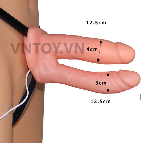 Dildo đeo hông unisex Lovetoy – Rỗng, rung, dây đeo da điều chỉnh thoải mái