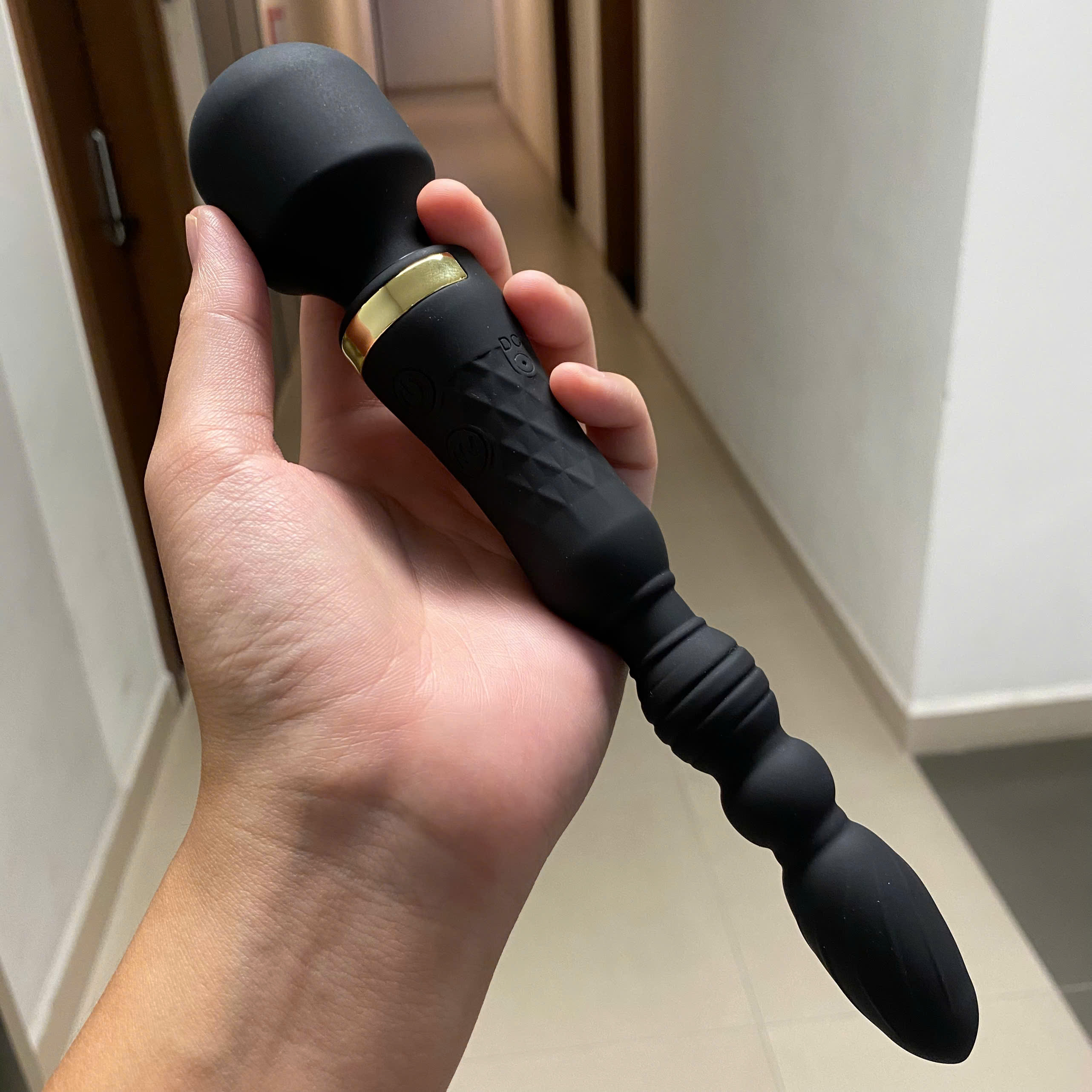 Dildo rung đôi silicone mềm nhiều chế độ rung hậu môn âm đạo