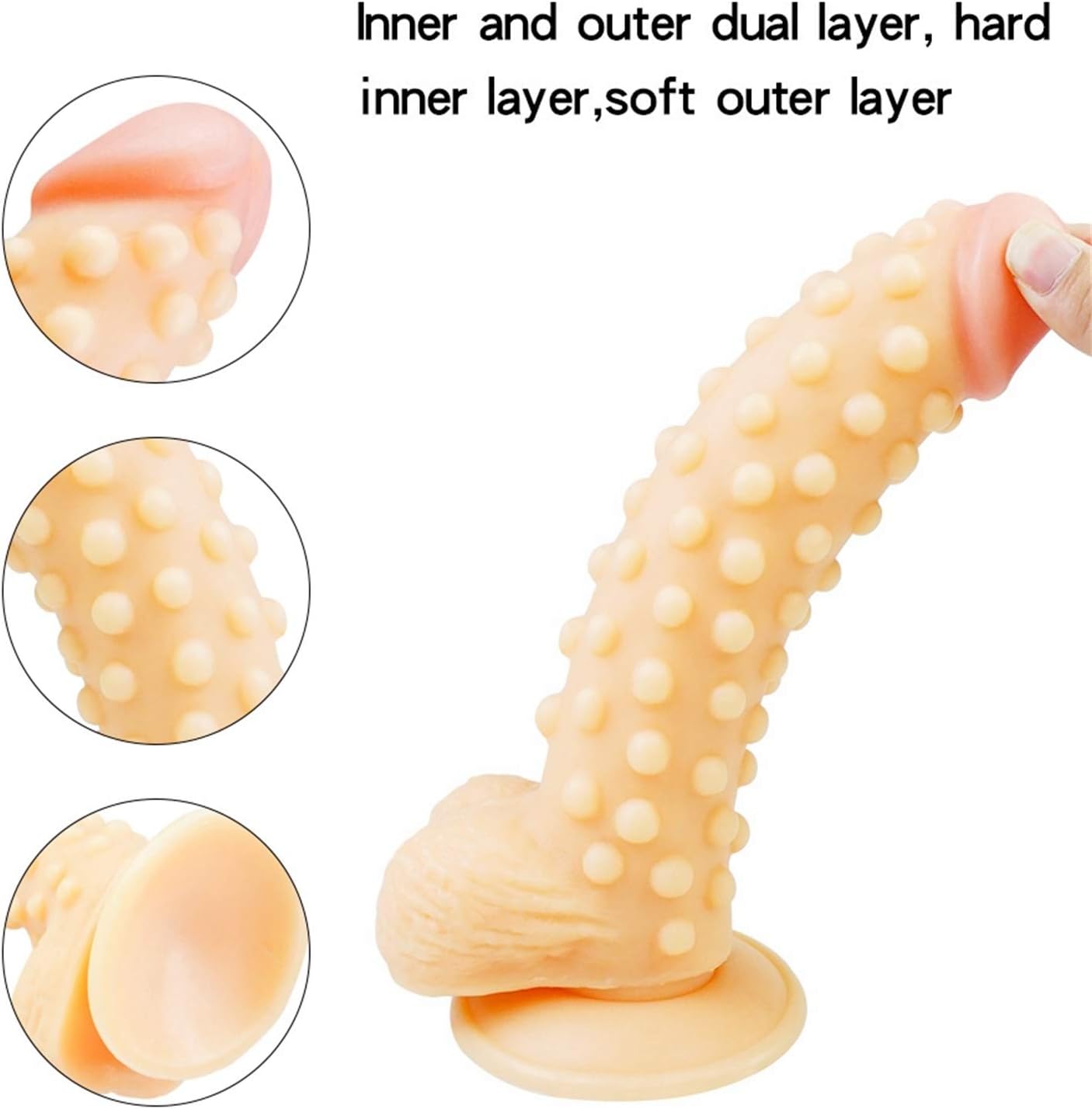 Dương vật giả gắn tường gai nổi đế hút siêu mềm có bìu size khủng