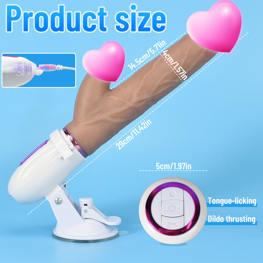 Dương Vật Giả Tự Động 5 trong 1 Bú Liếm Rung Thụt Tỏa Nhiệt 42°C Điều Khiển Từ Xa