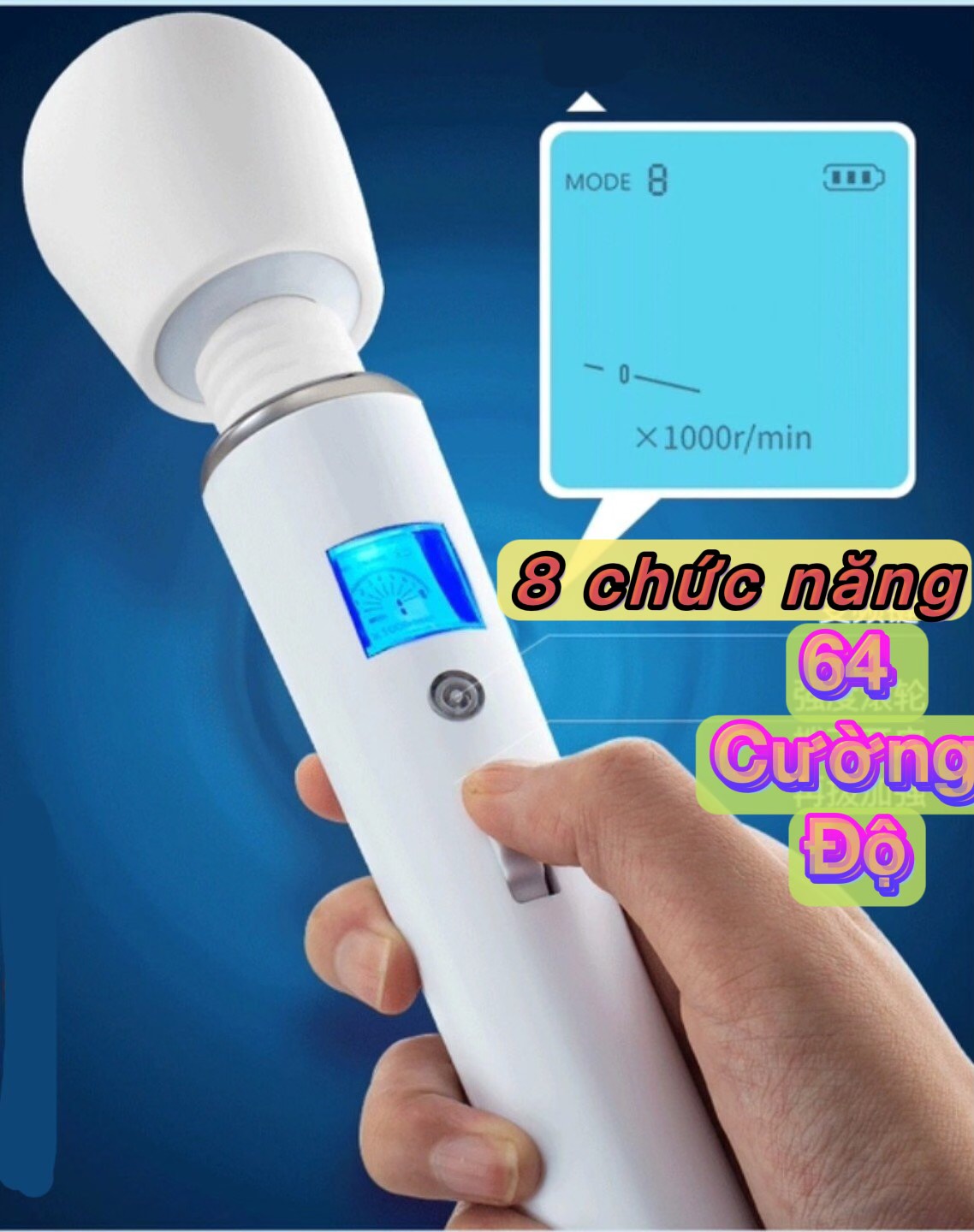 Máy rung âm đạo Massage mạnh mẽ tê tái điểm G màn hình LED Sạc Pin