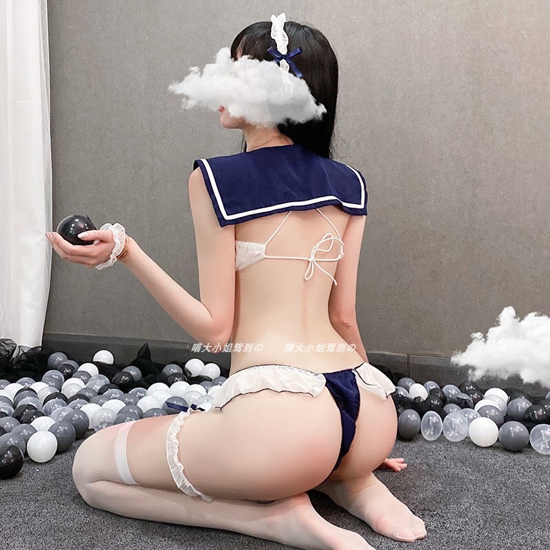 Đồ ngủ Cosplay học sinh 2 mảnh đính nơ phía trước
