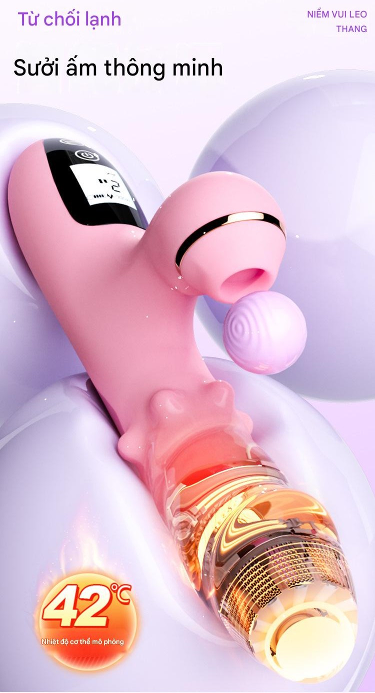 Máy massage cầm tay 9 chế độ bi gai thụt hút tự động sưởi ấm thông minh