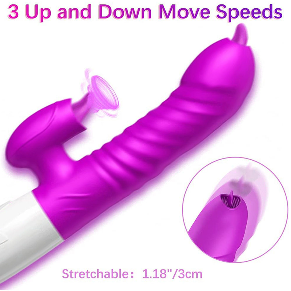 Máy Rung Rabbit Thrusting Co Bóp 3 Chiều Thụt 10 Chế Độ Rung Lưỡi Liếm 40 độ