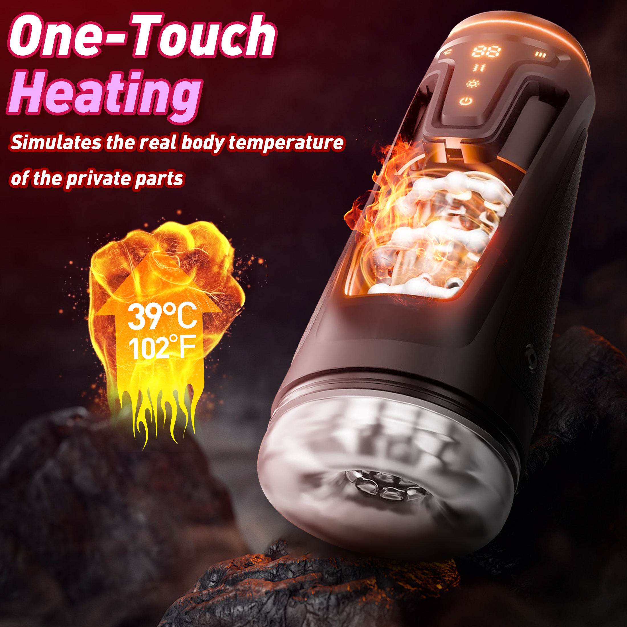 Máy thủ dâm nam siêu cấp rung rên thụt sưởi ấm màn hình LED JIUUY