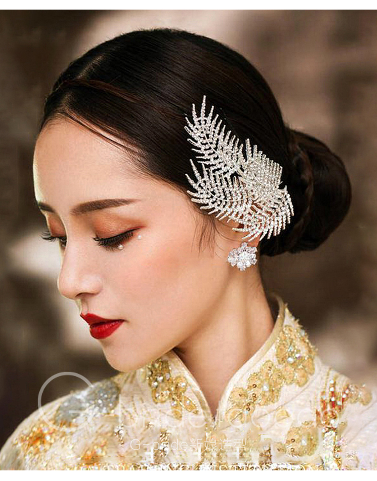 Cài tóc pha lê hình lá cây bông tuyết
