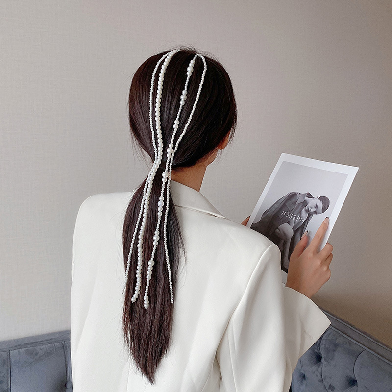 Cài tóc ngọc trai dài băng đô đa năng