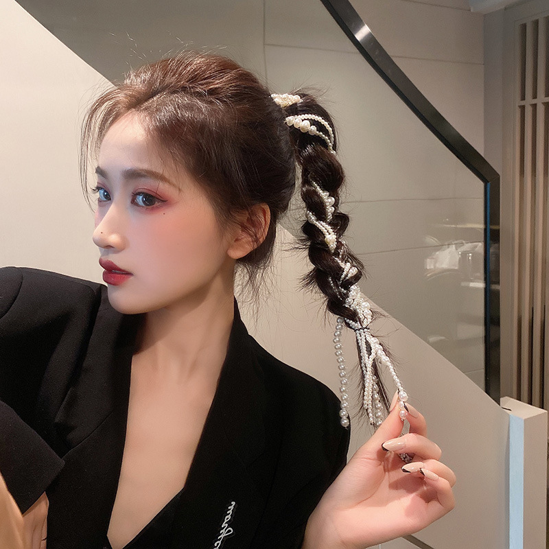 Cài tóc ngọc trai dài băng đô đa năng