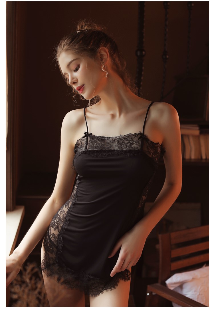 đầm ngủ body thun đen