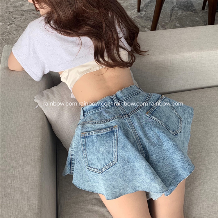 Quần Váy Jeans Nữ Xòe 🦋 Quần Short Bò Ống Rộng Dáng Chữ A Full Size 2 Màu  🦋 - Quần giả váy | ThờiTrangNữ.vn