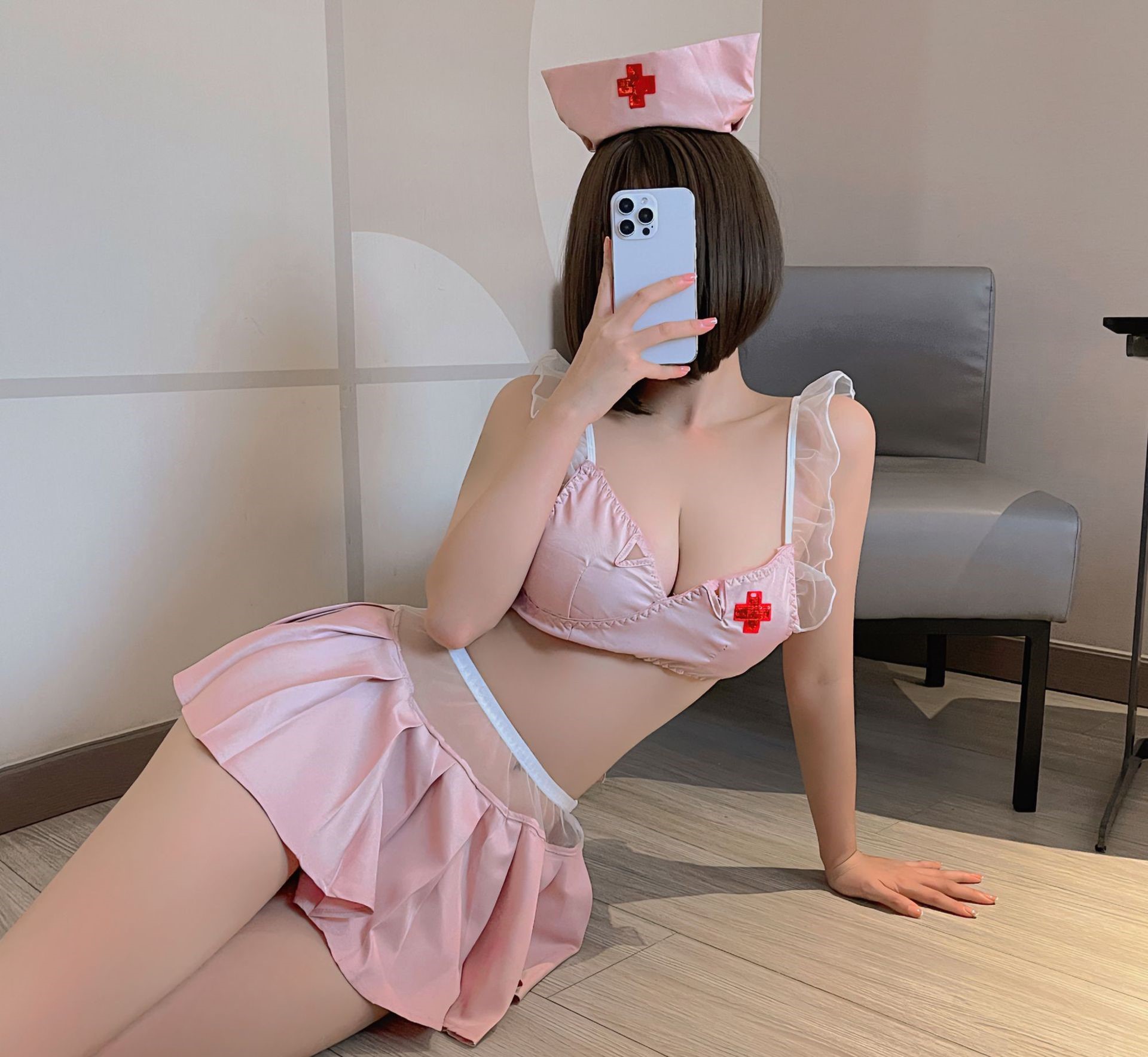 Đồ ngủ Cosplay y tá 2 mảnh chân váy