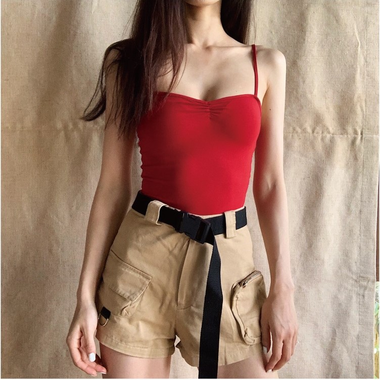 Bodysuit 2 dây trơn dễ phối đồ