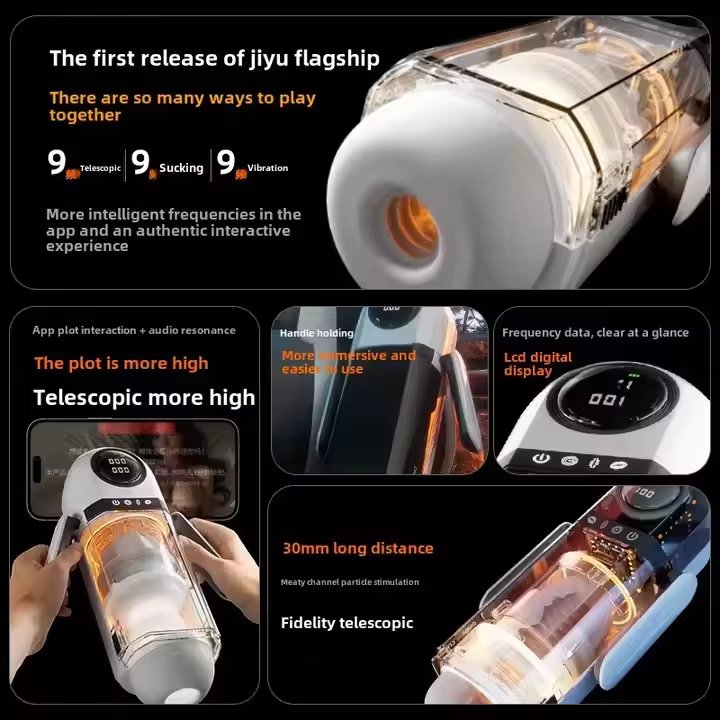 Robot thủ dâm rung thụt hút âm thanh rên rỉ có tay cầm cao cấp