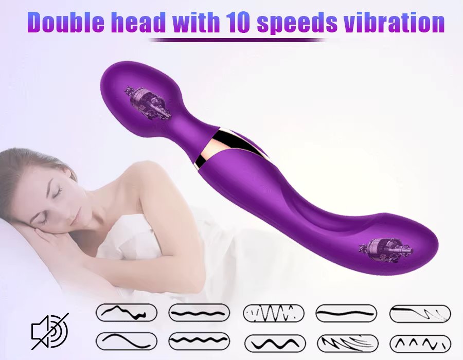 Vibrator 2 Đầu G Spot Clitoral 10 Chế Độ Rung Silicone