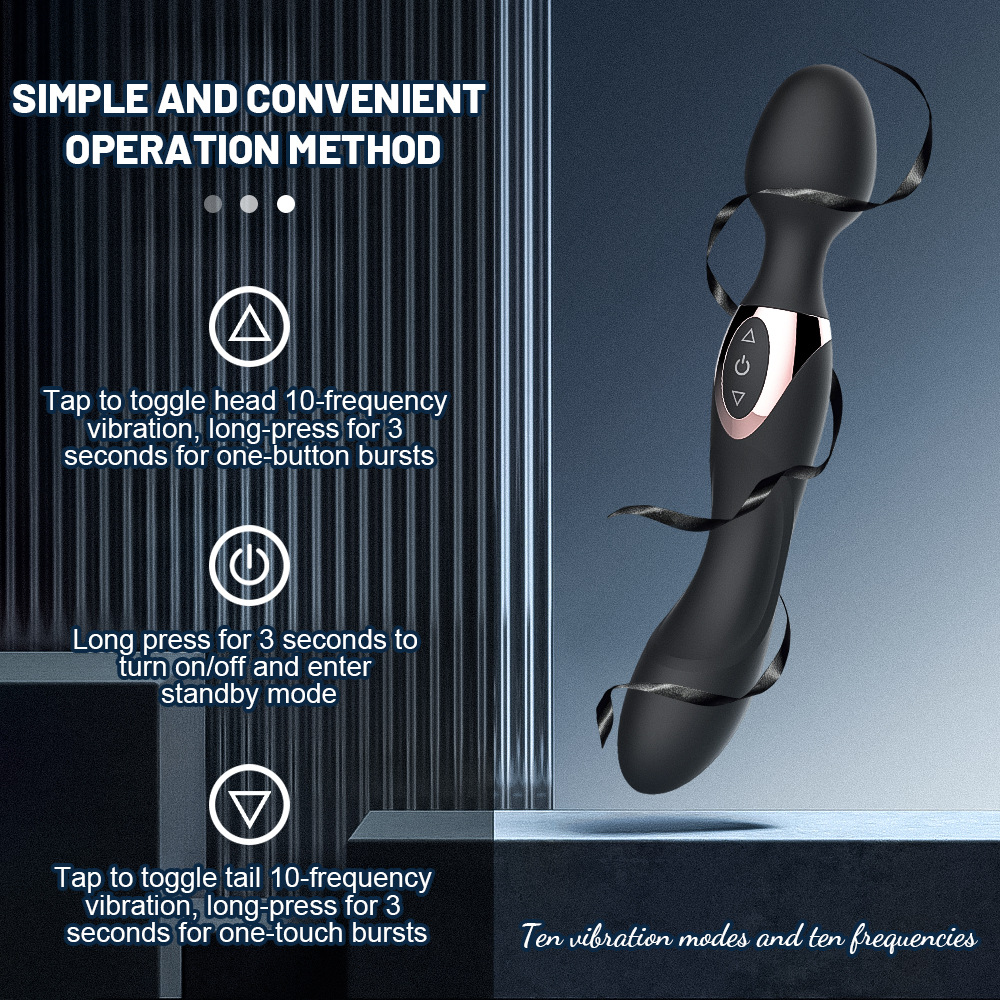 Vibrator 2 Đầu G Spot Clitoral 10 Chế Độ Rung Silicone