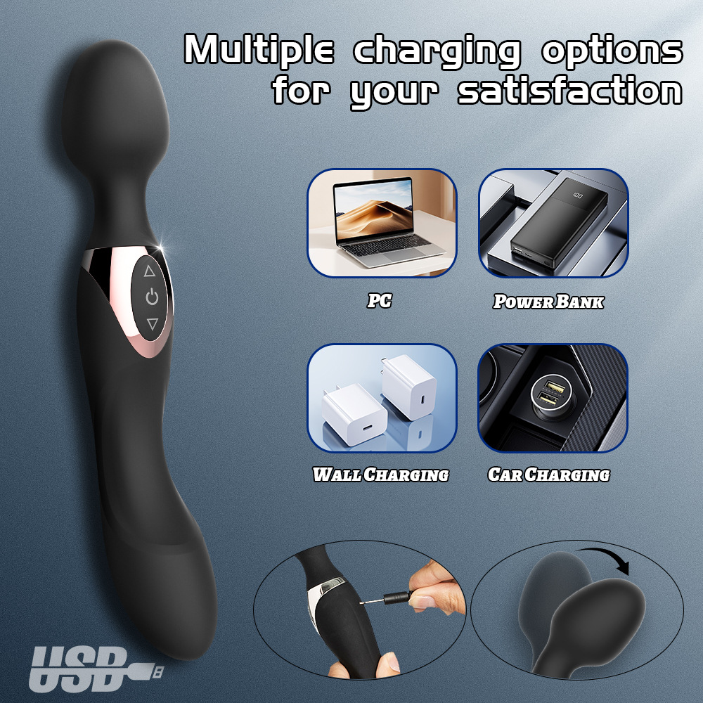 Vibrator 2 Đầu G Spot Clitoral 10 Chế Độ Rung Silicone