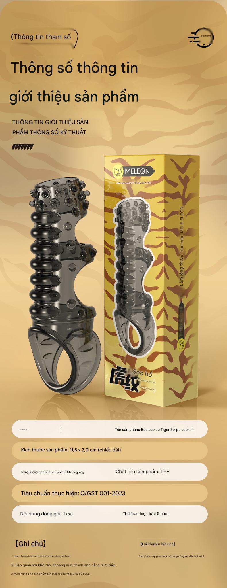 Vòng Đeo Dương Vật Có Gai Tiger Stripe Meleon Kéo Dài Thời Gian