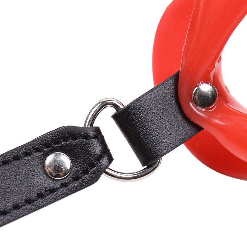 Vòng miệng BDSM Silicone O-Ring Gag dây da đen