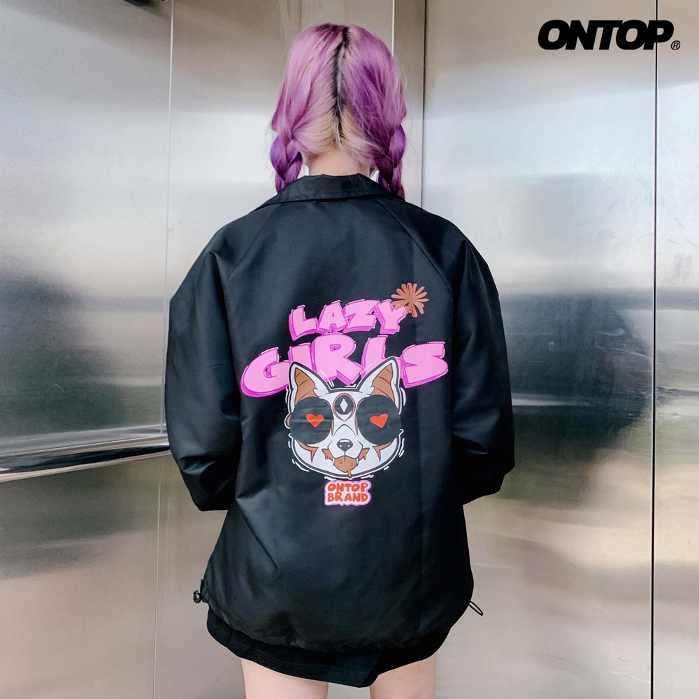 Áo Khoác Nữ Form Rộng Dù 2 Lớp Màu Đen Ontop - Lazy Girl (Size M)
