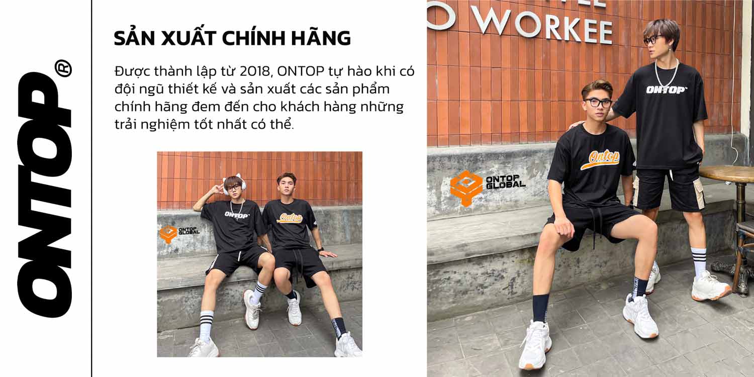 Áo thun nam nữ form rộng màu đen local brand ONTOP