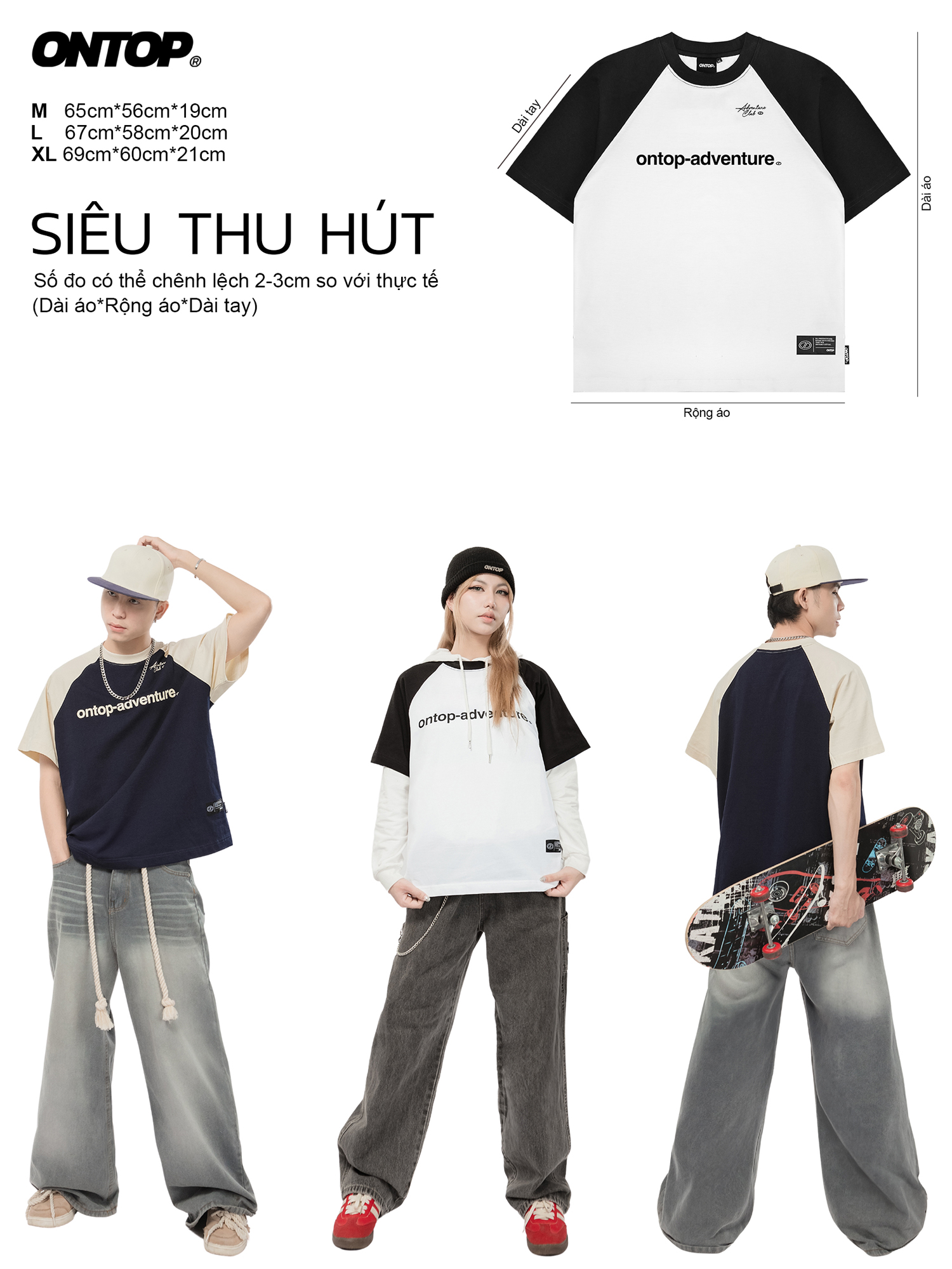  Áo thun Raglan phối màu ONTOP