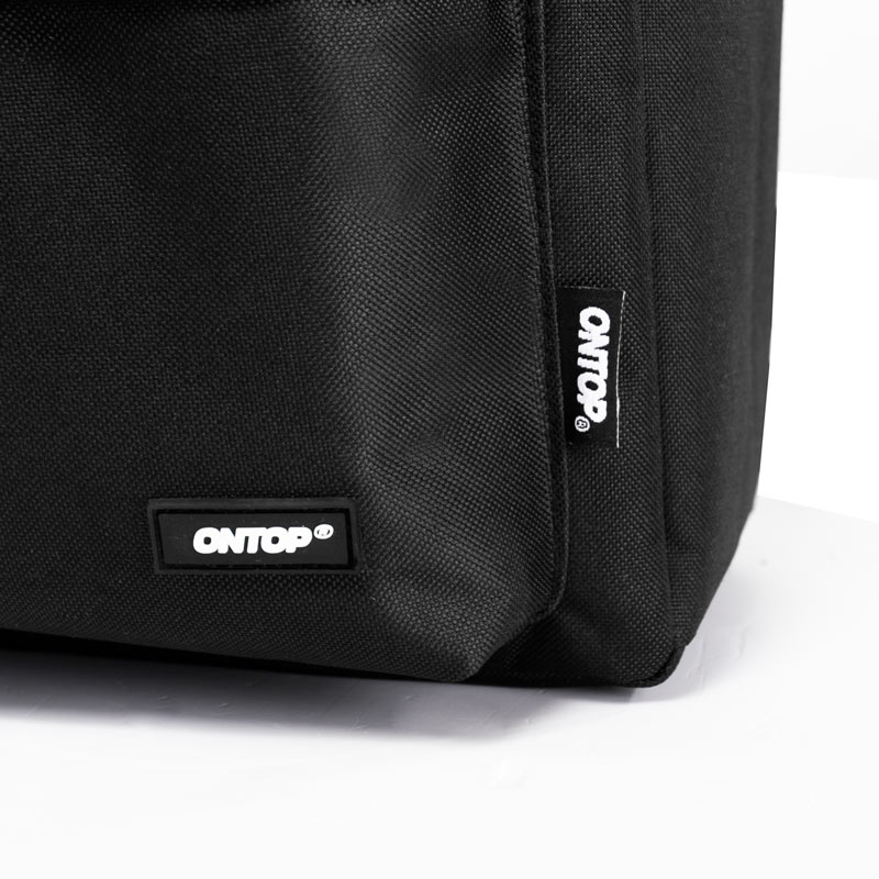 Balo đi học local brand ONTOP vải canvas đen trơn