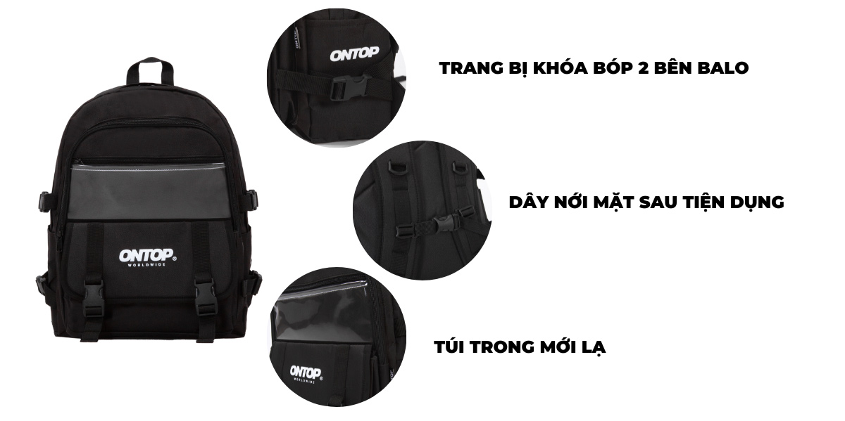 balo đi học local brand ONTOP màu đen