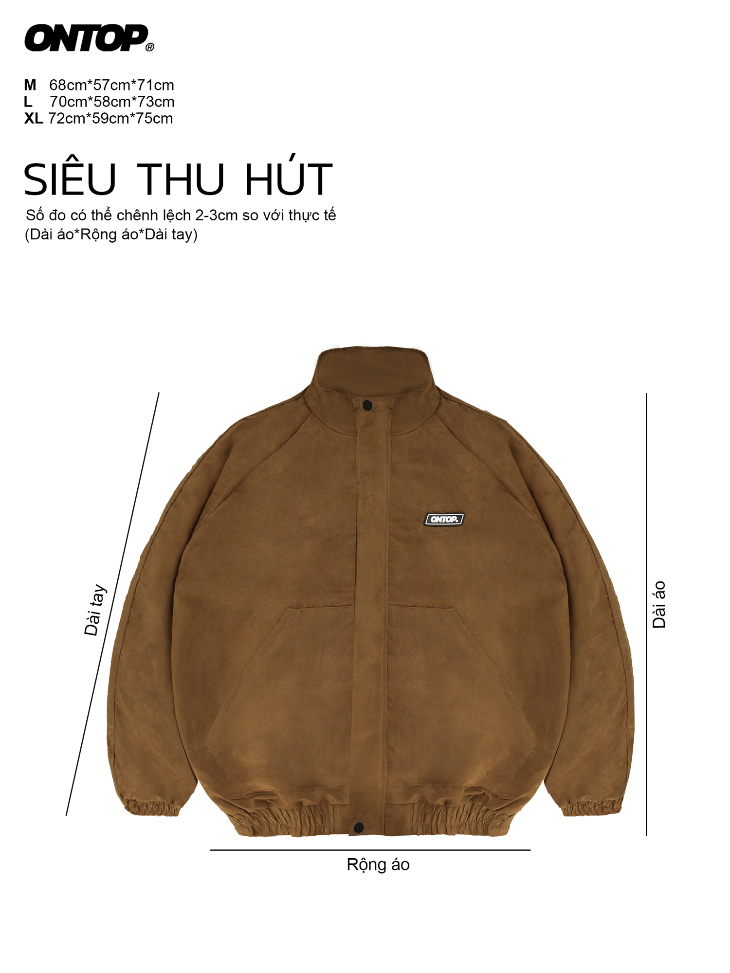 bomber jacket da lộn ONTOP