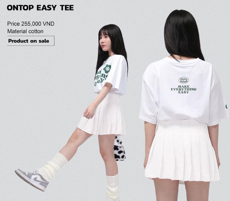 Mua Set áo thun polo logo kèm chân váy tennis xếp ly trắng | Tiki