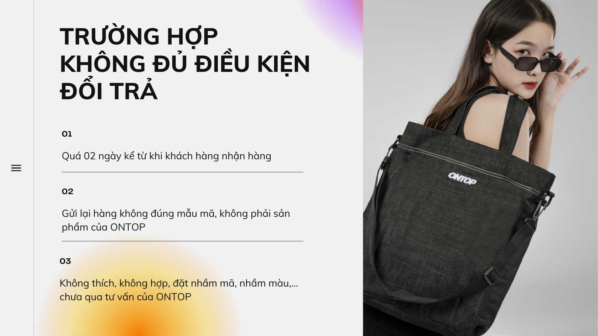 Chính sách đổi trả hàng local brand ONTOP