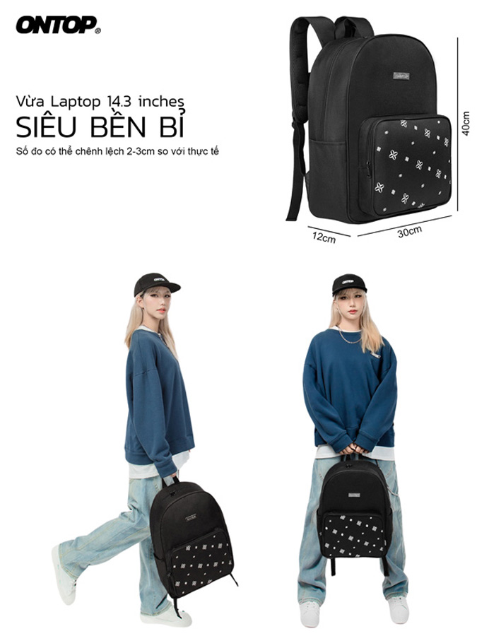 Balo canvas họa tiết ONTOP