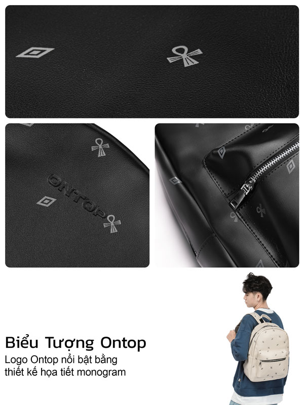 Balo da đen họa tiết ONTOP