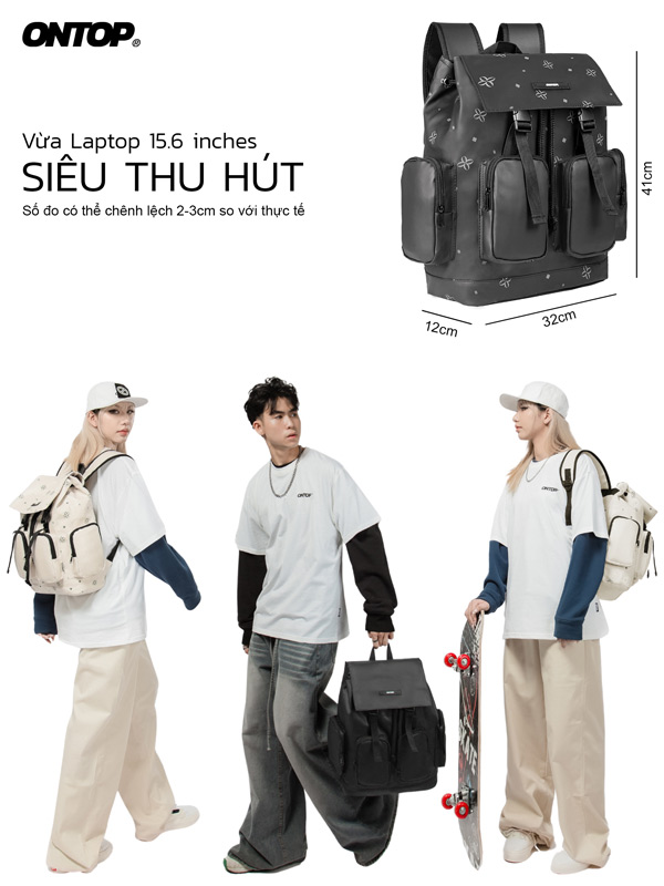 Balo da local brand nắp gập ONTOP