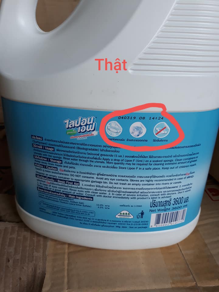 Phân biệt nước rửa bát Thái Lan thật và giả