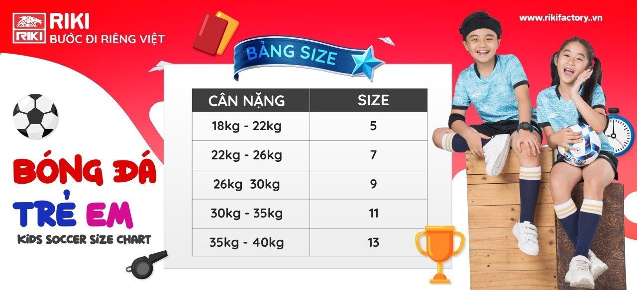 bảng size áo riki trẻ em