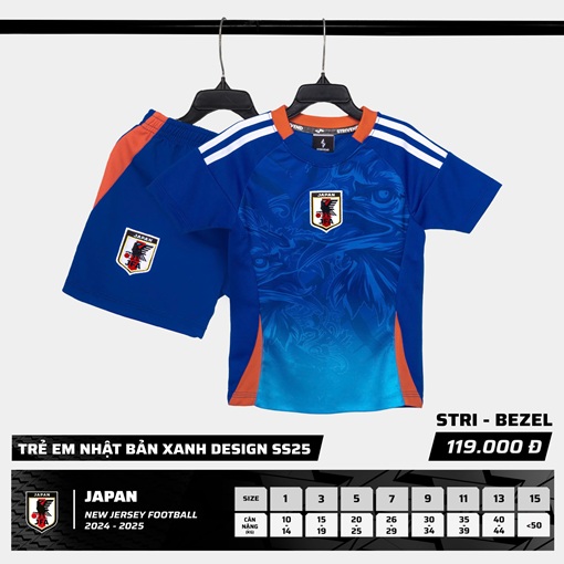 Quần áo trẻ em Strivend đội tuyển Nhật Bản 2025