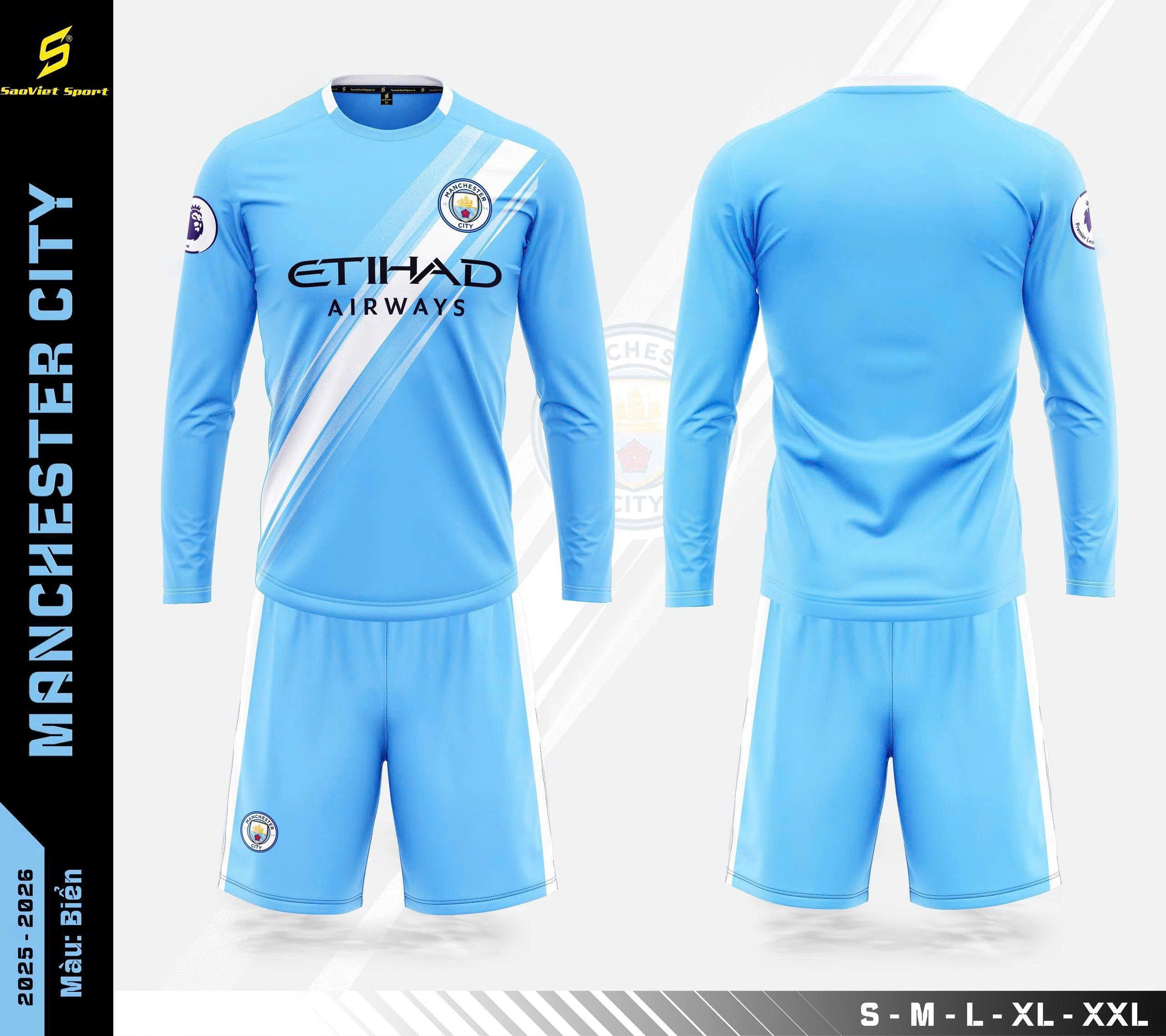 Quần Áo Manchester City Xanh Biển Tay Dài 2025/2026
