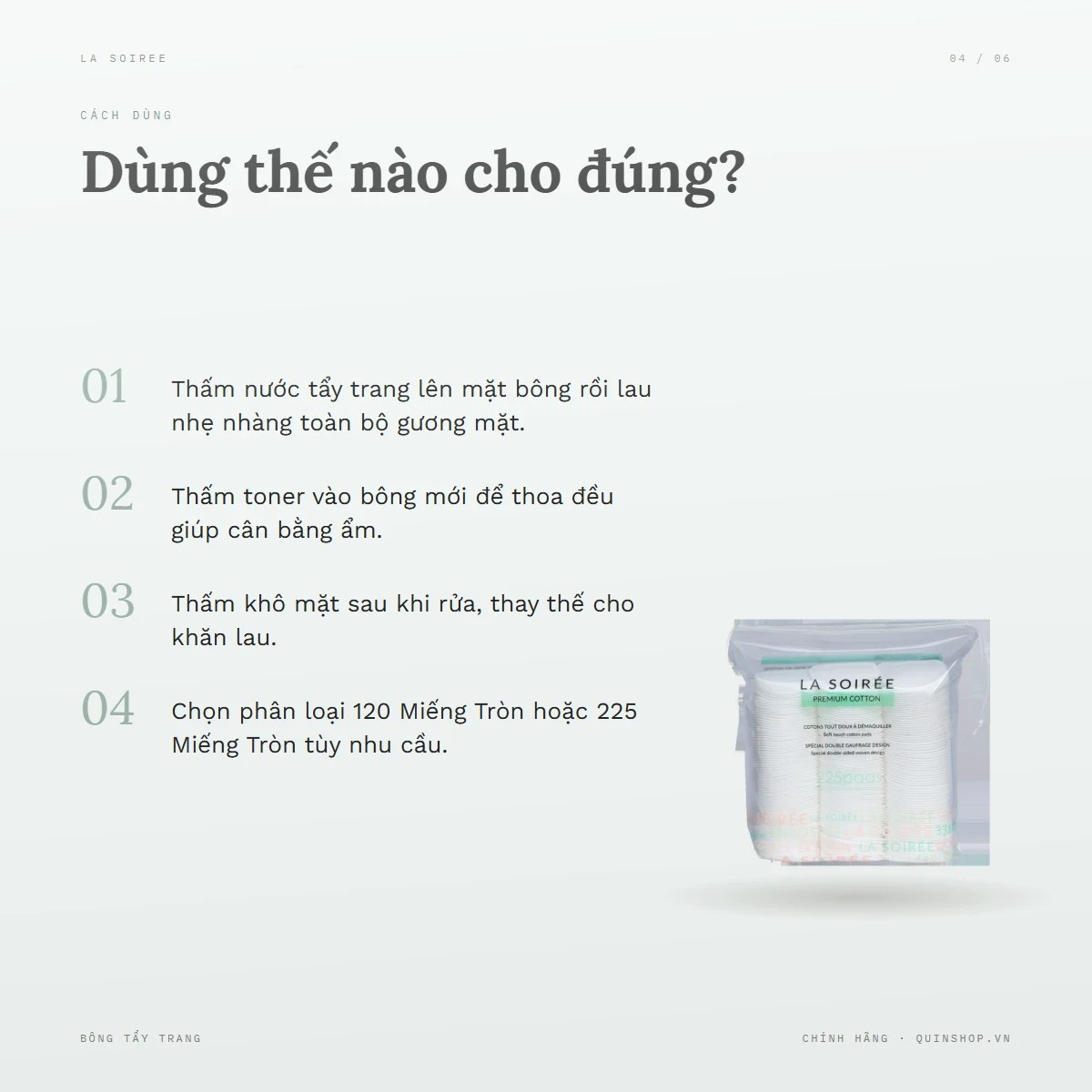 Bông Tẩy Trang La Soiree Premium Cotton — Dùng vào buổi nào và bao lâu một lần?