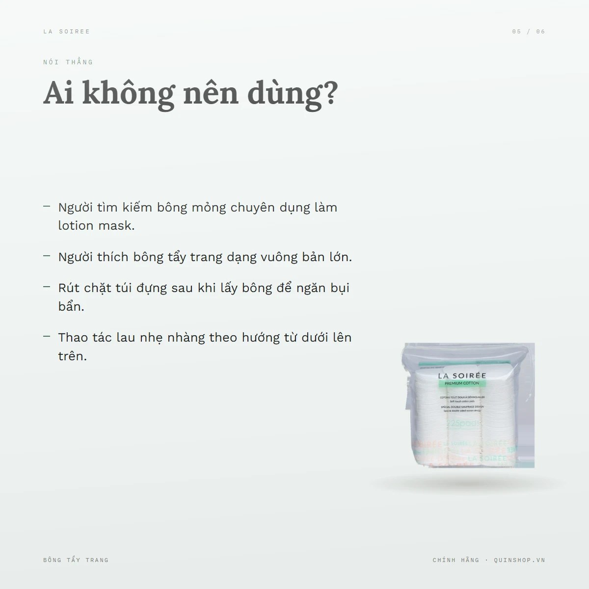 Bông Tẩy Trang La Soiree Premium Cotton — Ai không nên dùng?