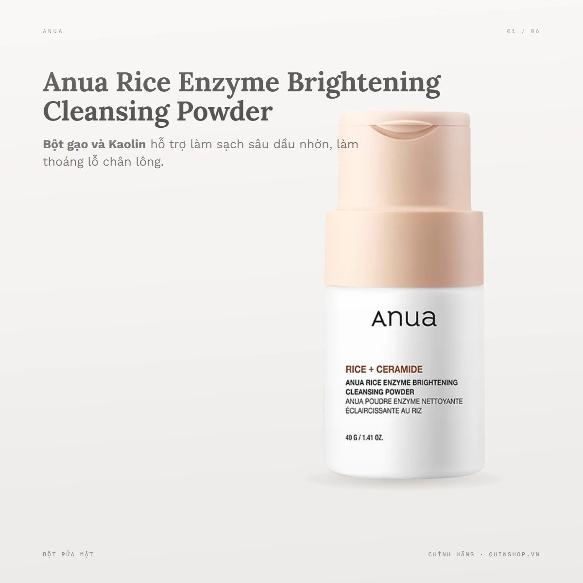 Bột Rửa Mặt Anua Rice Enzyme Brightening Cleansing Powder