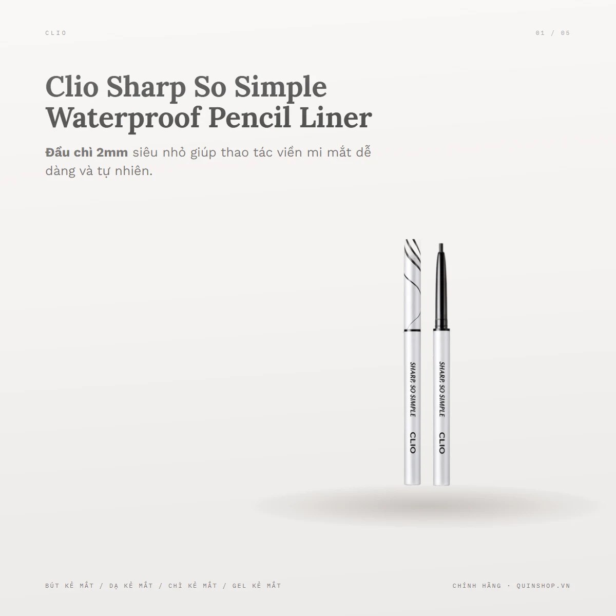 Chì Kẻ Mắt Clio Sharp, So Simple Waterproof Pencil Liner
