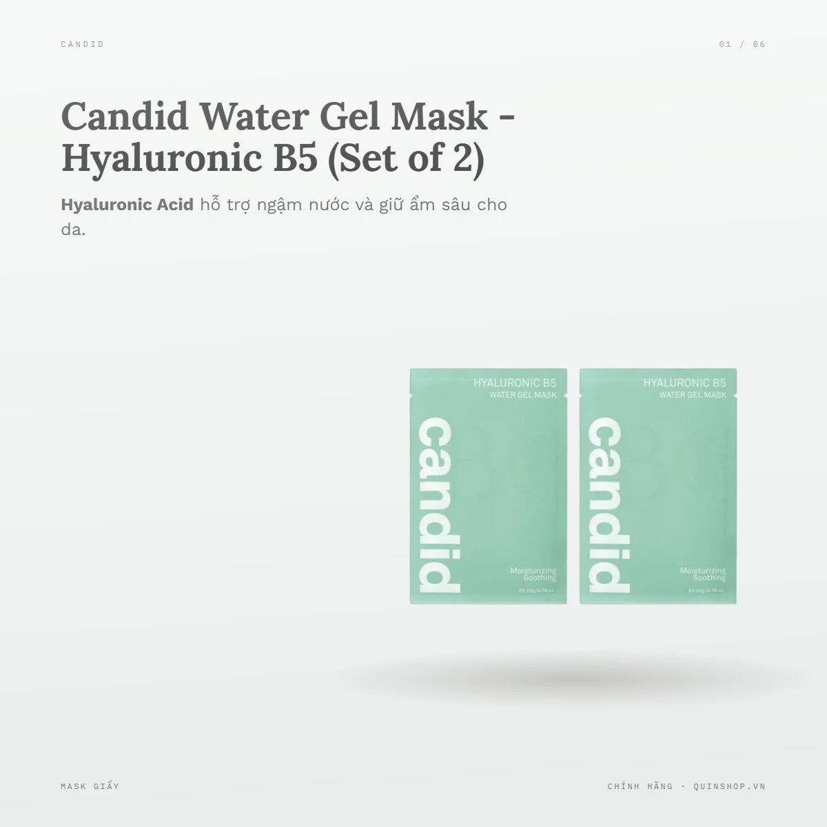 Combo 2 Mask Candid Water Gel Mask - Hyaluronic B5 (Xanh)