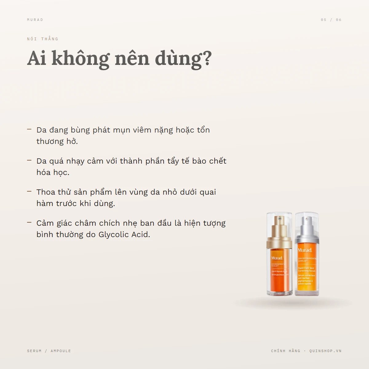 Combo Tinh Chất Murad Vita-C + Rapid Dark Spot Serum — Ai không nên dùng?