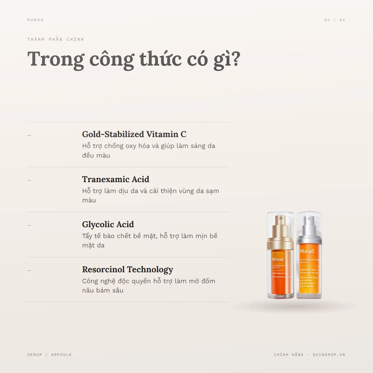 Combo Tinh Chất Murad Vita-C + Rapid Dark Spot Serum — Bảng thành phần có gì đáng chú ý?