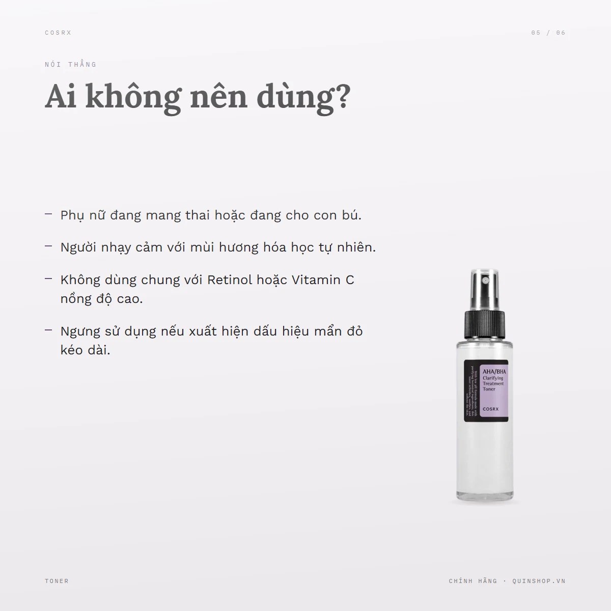 Nước Hoa Hồng Cosrx AHA BHA Clarifying Treatment Toner — Ai không nên dùng sản phẩm này?