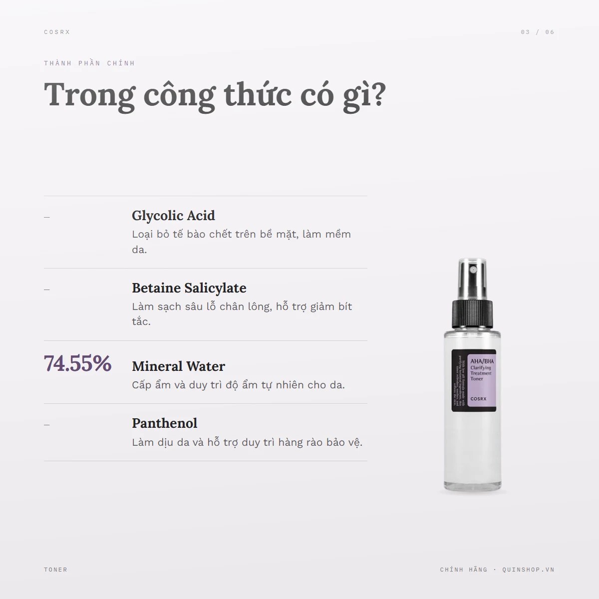 Nước Hoa Hồng Cosrx AHA BHA Clarifying Treatment Toner — Bảng thành phần có gì đáng chú ý?