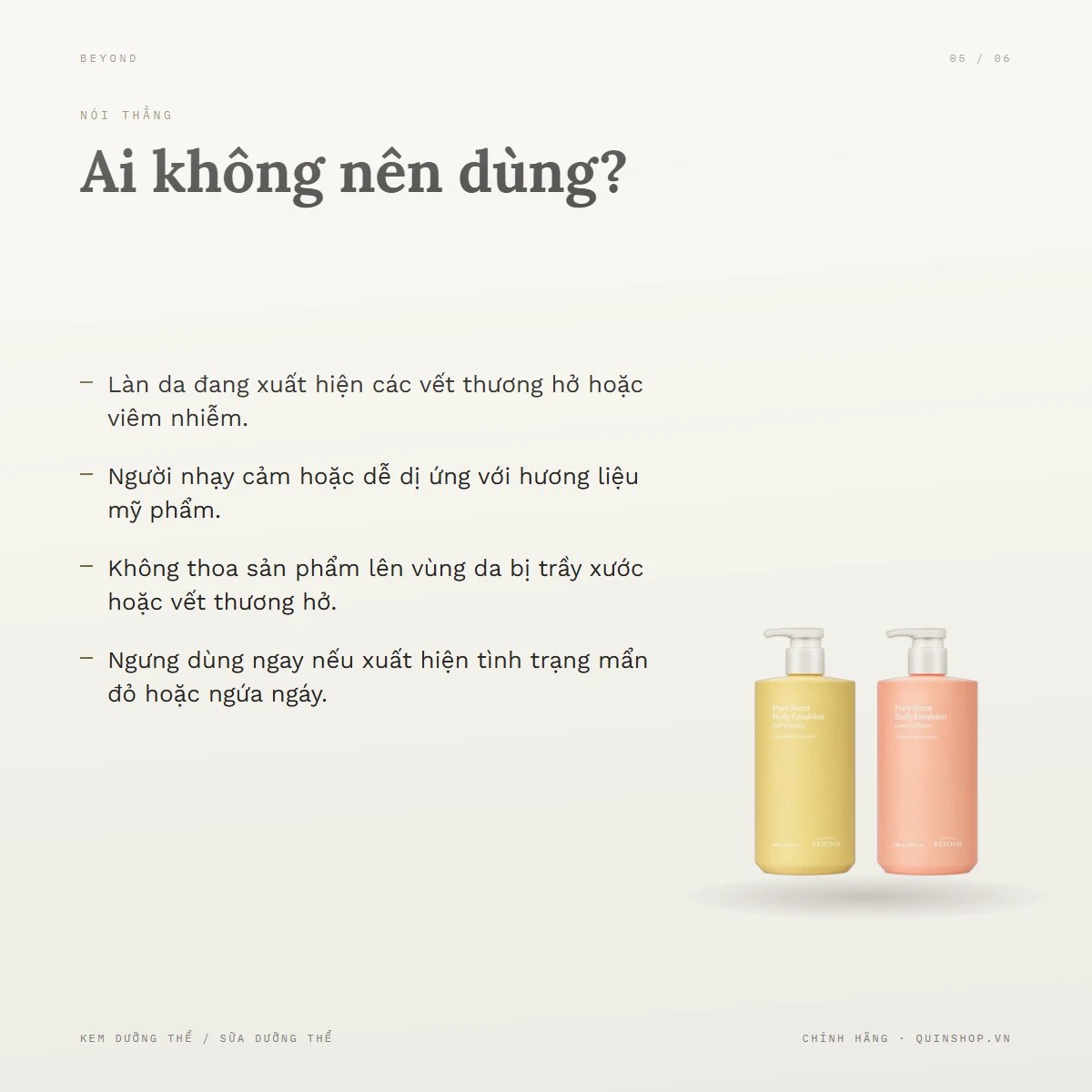 Dưỡng Thể Beyond Pure Scent Body Emulsion — Ai không nên dùng?