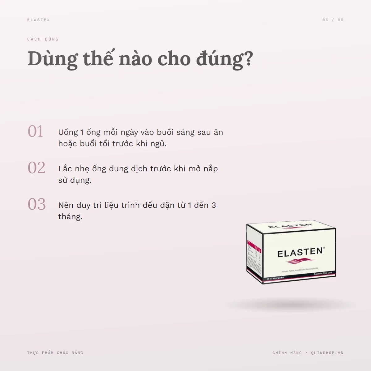 Hộp 28 Ống Collagen Dạng Nước Elasten — Dùng vào buổi nào và bao lâu một lần?